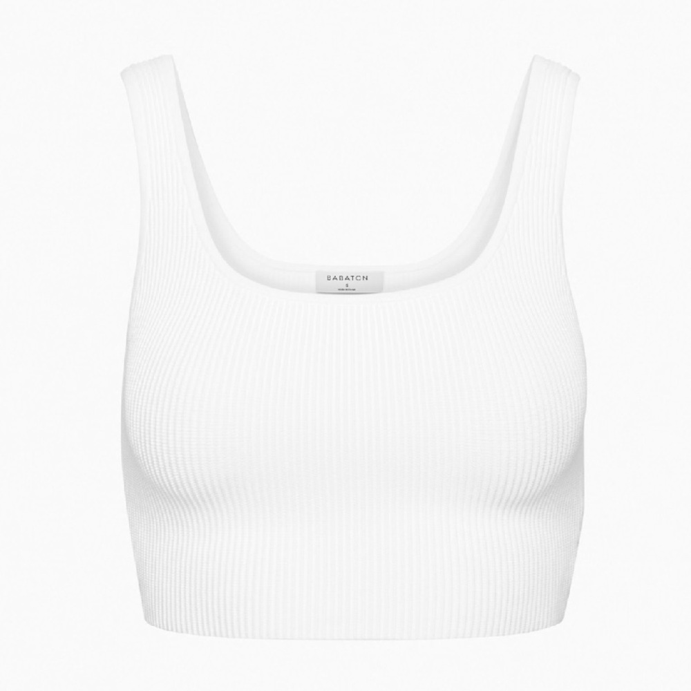Aritzia Babaton Sculpt Knit Cropped Squareneck Tank in White